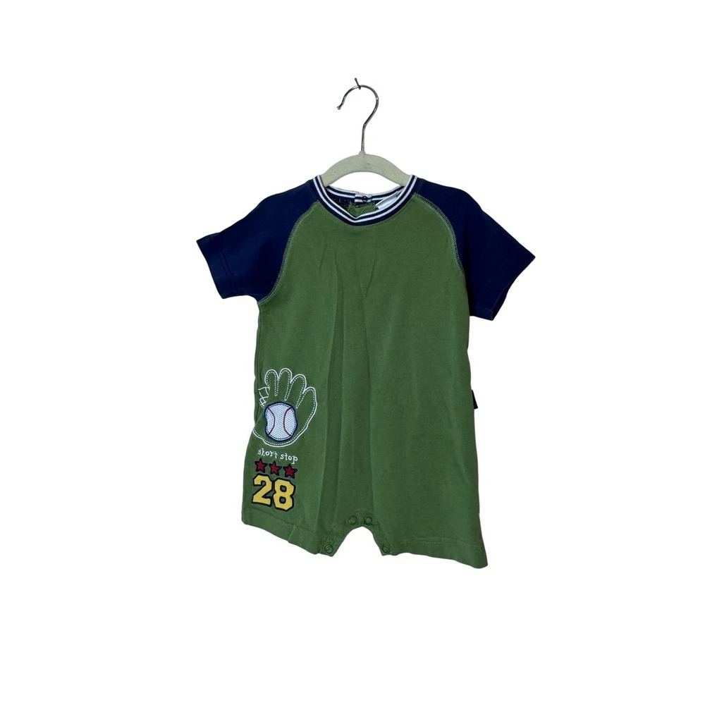 Vintage Carter's Romper Baby Boys 12-18 Months Green Baseball  One‎ Piece
